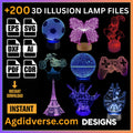 3D Illusion Lamp Files: 200+ Laser Cut Designs for Acrylic
